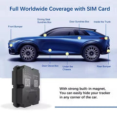 Eliteridegear 4G GPS motorcycle and car tracker showing device with screen and installation components for real-time vehicle tracking.