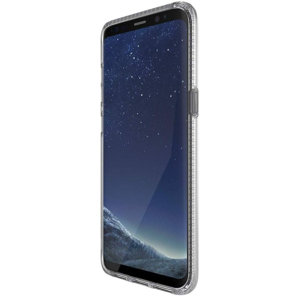 Samsung Galaxy S8 Plus tech21 Clear Hard Case showing transparent design and durable construction for protection.