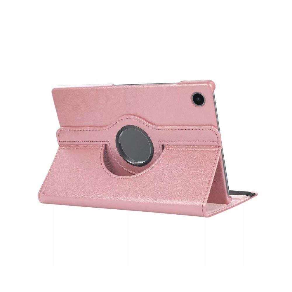 Samsung Galaxy Tab A9 Book Flip Case with leather wallet in rose gold, designed for stylish protection and convenience.