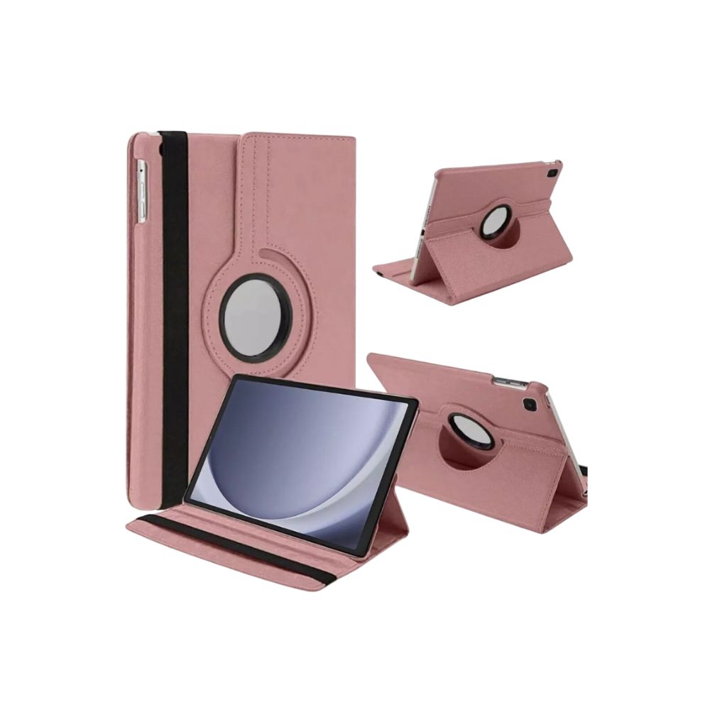Samsung Galaxy Tab A9 leather flip book case with wallet design in rose gold, offering stylish protection for the tablet.