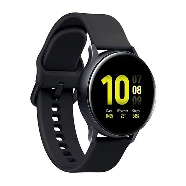 Refurbished Samsung Galaxy Watch Active 2 44mm smartwatch showing digital display and fitness tracking features.