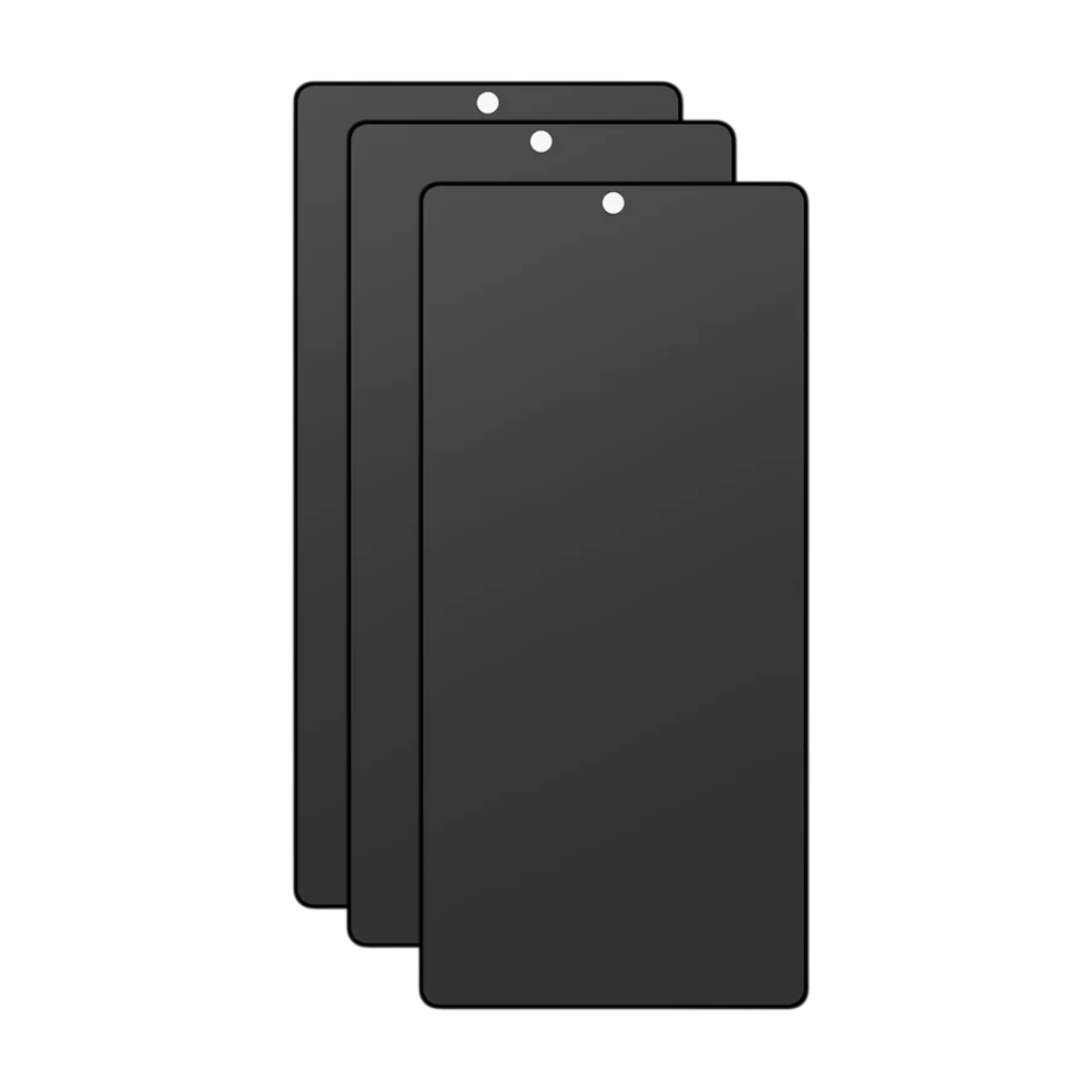 Set of three Samsung Galaxy S Series tempered glass privacy screen protectors by Phone Base, designed for durable 10D protection.