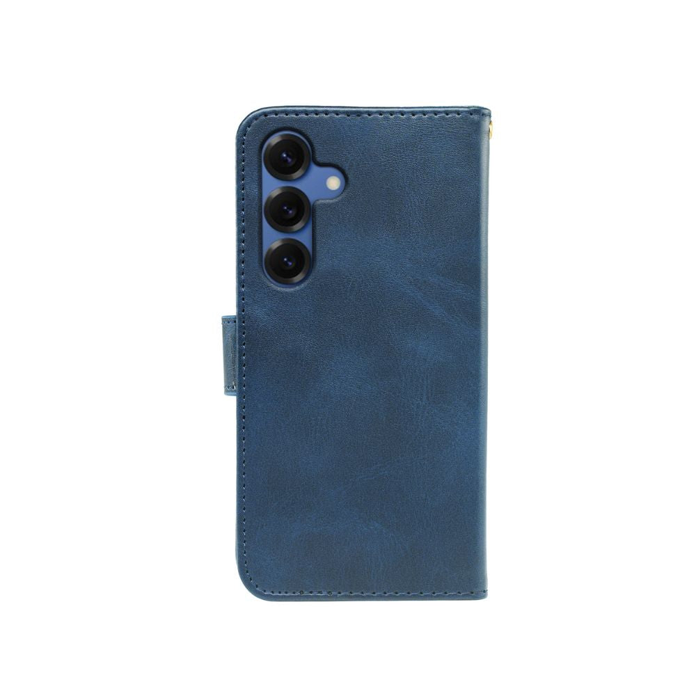 Leather wallet flip case for Samsung Galaxy S25 Series by Phone Base, showing the front cover with card slots and phone opening.