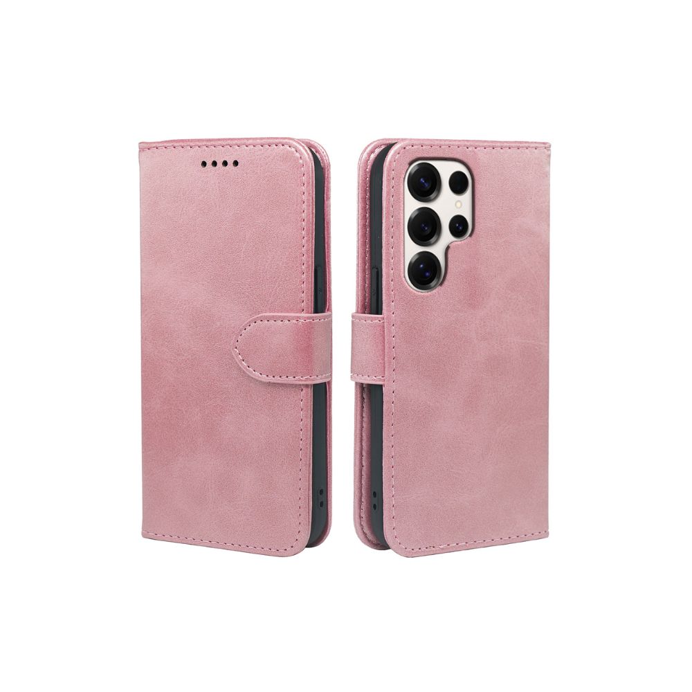 Samsung Galaxy S24 Series Book Flip Case made of leather, featuring a wallet design with card slots and protective cover.