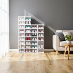 Transparent Stackable Shoe Storage Box Flip Lid Waterproof
