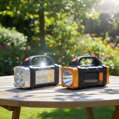 Rechargeable LED Flashlight – Solar & USB Power Bank for Camping