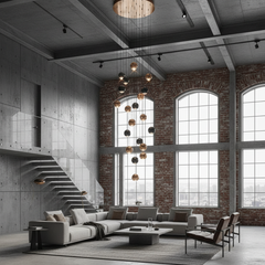 Nordic Circular Chandelier – Dimmable Gold & Black Loft Light
