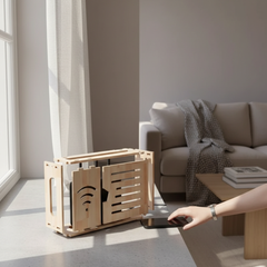 Wall-Mounted TV & Router Storage Box – Wooden Cable Organizer
