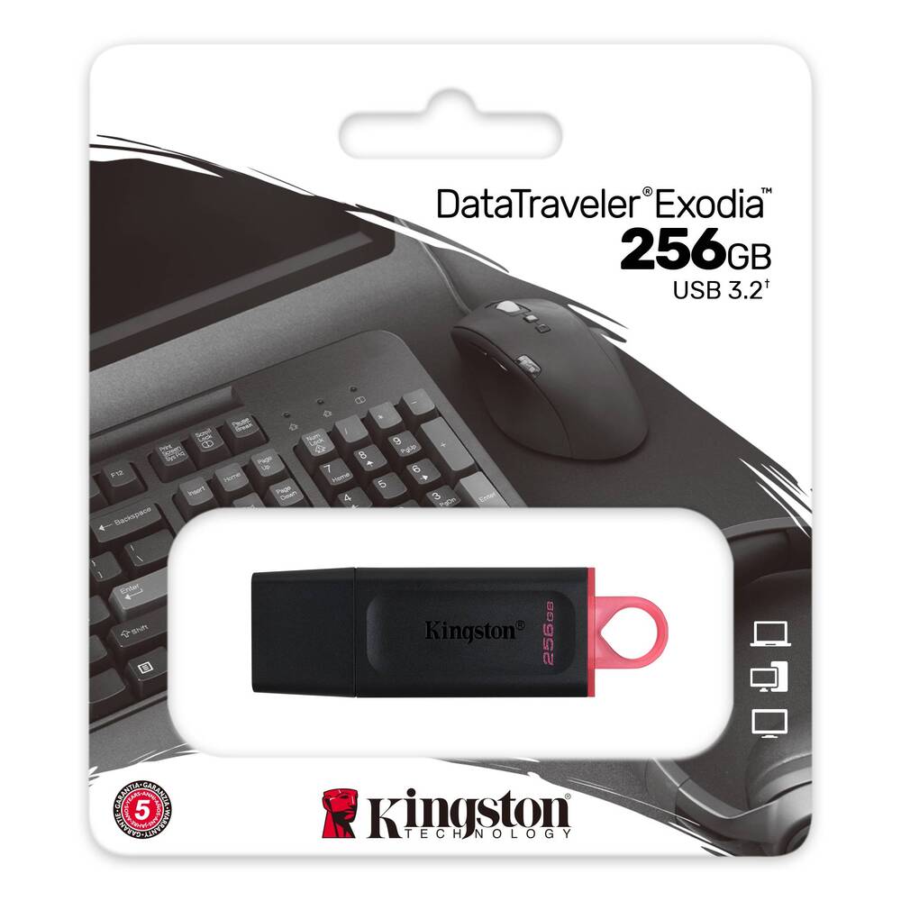 Kingston DataTraveler Exodia USB flash drive with 256GB capacity, featuring a sleek design and durable build, by Phone Base.
