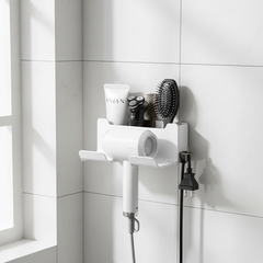 Choice Wall-Mounted Hair Dryer Holder & Bathroom Organizer