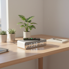 Opansten Wireless Charger Dock with Alarm Clock & Thermometer