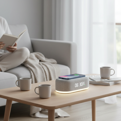 VIKEFON Wireless Charging Alarm Clock with Bedside Lamp – Smart LED Night Light