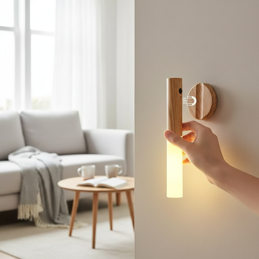 LED Wooden Motion Sensor Night Light | Magnetic & Rechargeable