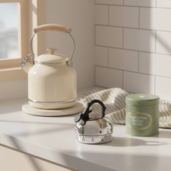 Wymect Kettle Shaped Mechanical Kitchen Timer 60 Minute Wind Up Battery Free for Busy UK Cooks