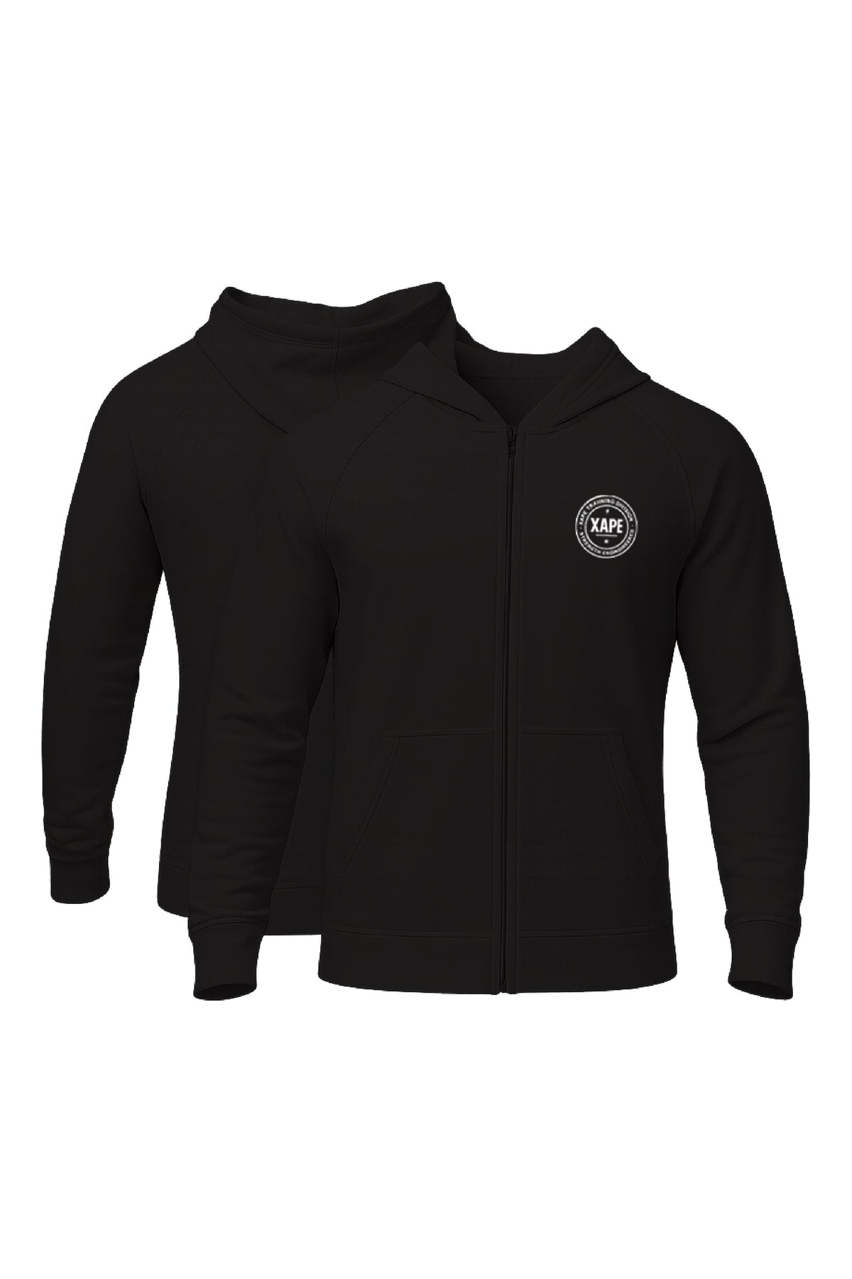XAPE Classic Badge Logo Oversized Zip Hoodie - Black