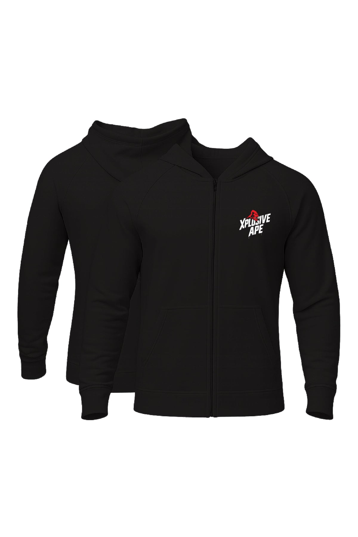 XAPE Classic Stencil Logo Oversized Zip Hoodie - Black